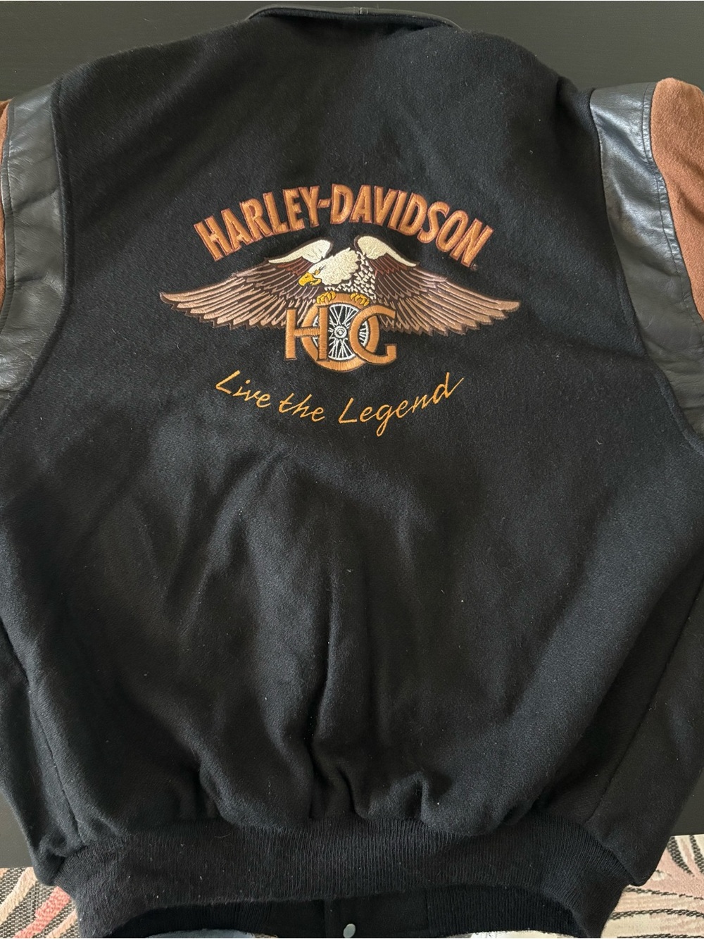 Harley-Davidson Black and Brown Eagle Embroidered Jacket